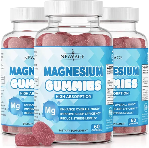 Vista 8 de Gomitas de magnesio - Gomitas calmantes antiestrés, suplemento de magnesio para adultos y niños, veganas, sin gelatina, sin gluten, sin OMG