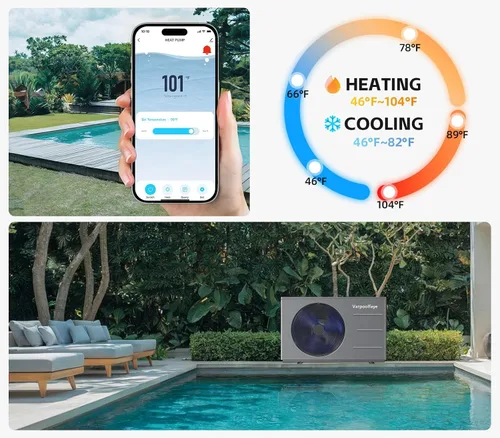 Vista 3 de Bomba de calor de piscina de 30,000 BTU - Calentador eléctrico de piscina para piscinas sobre el suelo y enterradas de hasta 8,000 galones