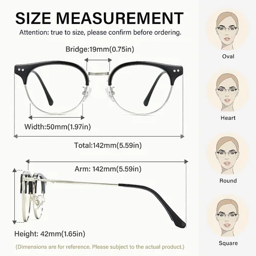 Vista 8 de Cyxus Cat Eye 99% Blue Light Blocking Glasses for Women, TR90 and Metal Retro Round Frame Computer Use Eyeglasses 8019