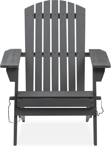 Vista 3 de Amazon Aware Silla Adirondack plegable para exteriores con certificación FSC, madera de acacia, gris oscuro