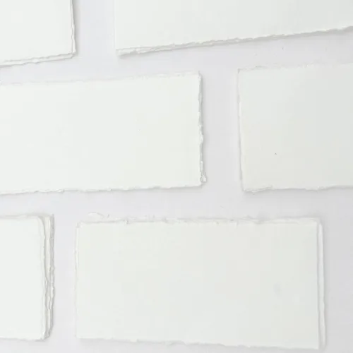 Vista 8 de E-Tailor Papel de trapo de algodón hecho a mano de 4 x 9 pulgadas, hojas sueltas texturizadas con borde deckle Tarjeta de 5.56 oz/m² en blanco