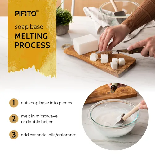 Vista 5 de Pifito Muestreador de base de jabón para derretir y verter (7 libras) │ Aceite de jojoba, aceite de almendras dulces, mantequilla de mango, aceite