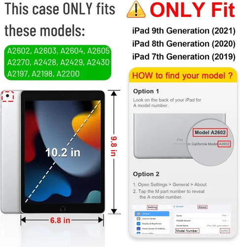 Vista 2 de Fintie - Funda para iPad de 9ª / 8ª / 7ª generación (2021/2020/2019) de 10.2 pulgadas - [Protección de esquinas] Funda con soporte de visualización