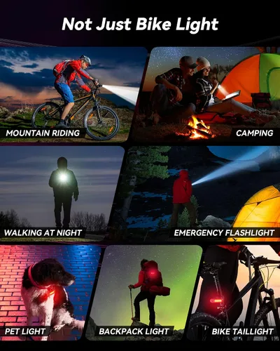 Vista 7 de Luces LED para bicicleta, 2025, nuevo faro de bicicleta, luz de bicicleta recargable USB-C, luces de bicicleta impermeables de aleación de aluminio