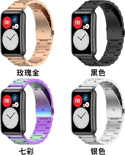Vista 2 de Correa de repuesto para Huawei Watch Fit Band, de acero inoxidable, compatible con Huawei Watch Fit Smart Watch Paquete de 4