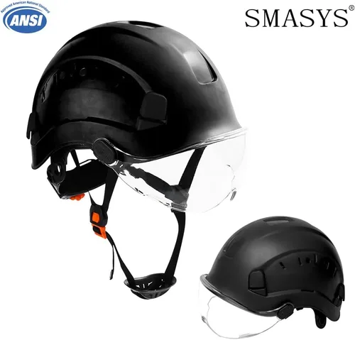 Vista 2 de SMASYS Casco de seguridad ABS ajustable con visera de suspensión de 6 puntos perfecto para construcción y escalada