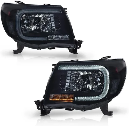 Vista 14 de G-PLUS - Par de faros delanteros led para circulación diurna, lente transparente, carcasa negra, reflector ámbar