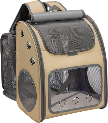 Vista 10 de Mochila transportadora para gatos, mochila expandible para gatos y mascotas pequeñas, diseño transpirable súper ventilado, mochila de viaje portátil