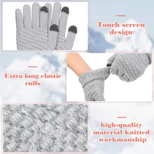 Vista 3 de 4 pares de guantes de punto para pantalla táctil de invierno para niños