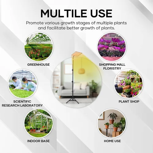Vista 7 de Luz de cultivo de plantas para interiores, 264 luces LED de espectro completo con soporte de trípode ajustable con control remoto y función