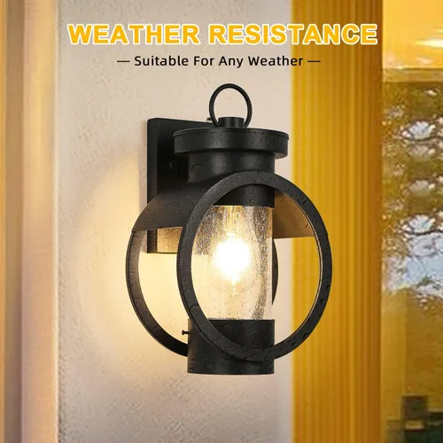Vista 5 de Lámpara de pared industrial con sensor de atardecer a amanecer, moderna lámpara de pared exterior impermeable, lámpara de pared exterior negra mate