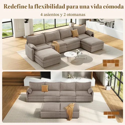 Vista 7 de Vesgantti Comfy Cloud - Sofá modular modular de 142 pulgadas, sofás en forma de U con 2 otomanas para sala de estar, asiento profundo