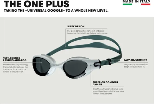 Vista 2 de ARENA Gafas de natación unisex para adultos The One Plus con ajuste hermético, sellos herméticos, revestimiento antivaho para nadadores de fitness