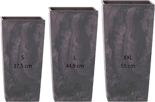 Vista 7 de WELL HOME MOBILIARIO & DECORACIÓN PK2528 - Juego de 3 macetas altas Prosperplast (11,4/26,6/49 litros) Urbi Square Effect de plástico color gris