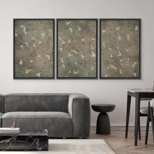 Vista 43 de SIGNWIN Lienzo enmarcado para pared, juego de arte pastel con cadena montañosa, bosque, niebla, naturaleza silvestre, ilustraciones modernas, arte