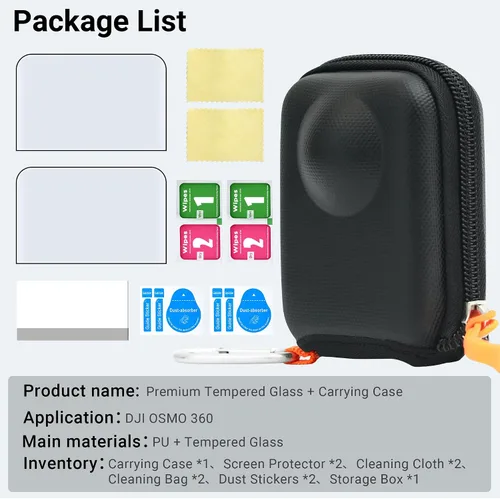 Vista 9 de Osmo 360 - Funda para accesorios DJI Osmo 360, con protector de pantalla Estuche rígido de almacenamiento de viaje compatible con protector