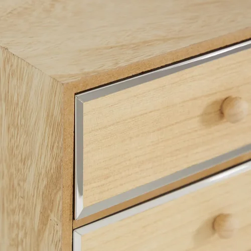 Vista 7 de Deco 79 Joyero de madera con 3 cajones, 10 x 7 x 13 pulgadas, marrón claro