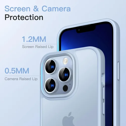 Vista 5 de JETech Funda mate para iPhone 13 Pro de 6.1 pulgadas, a prueba de golpes, protección contra caídas de grado militar, cubierta trasera translúcida