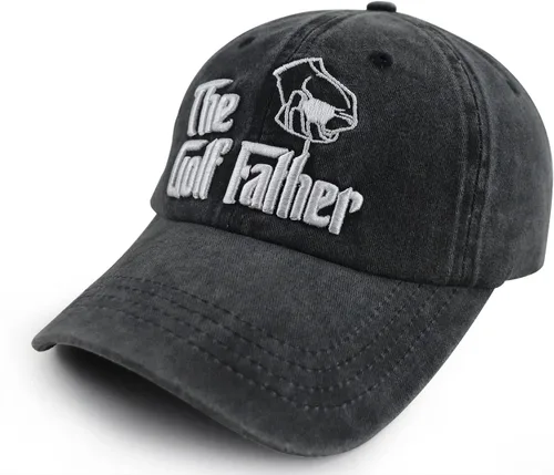 Vista 2 de Gorra de béisbol The Golf Father para hombre, divertida gorra de algodón bordada en 3D ajustable para regalos de golf