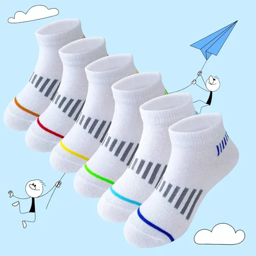 Vista 5 de 12 pares de calcetines de algodón atléticos para niños, calcetines de algodón medio acolchados de corte bajo