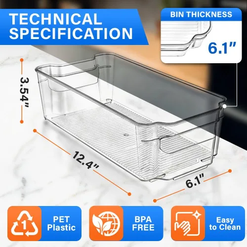 Vista 2 de Lifemaster Organizadores de despensa y contenedores de almacenamiento – Contenedores transparentes apilables para cocina y congelador, organizador