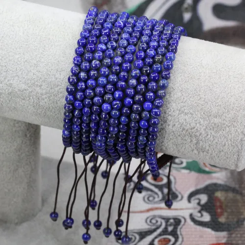 Vista 4 de Pulsera de borla de macramé trenzada ajustable con cuentas redondas de 0.157 pulgadas (0.157 in)
