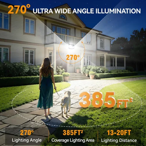 Vista 3 de Luz solar de movimiento de 152 LED para exteriores, 850LM súper brillante con sensor de movimiento de 3 modos, IP65 impermeable, luz de seguridad