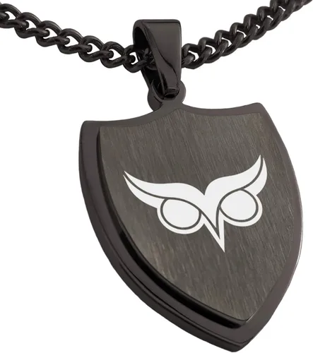Vista 24 de Collar con colgante de escudo de dioses griegos de acero inoxidable