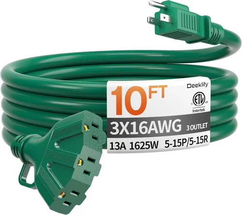 Vista 18 de Cable de extensión negro para exteriores de calibre 16 de 50 pies
