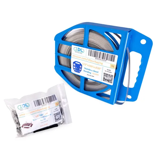 Vista 23 de IDL Packaging Kit de bandas de acero inoxidable 201 de 1/2 pulgada, herramienta de bandas de alta resistencia + bobina de bandas de acero inoxidable