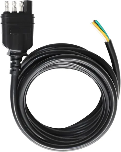 Vista 9 de MECMO Conector de extremo de remolque de 4 vías, cable recubierto de 10 pies, conector plano de 4 pines para enganche de remolque de lado
