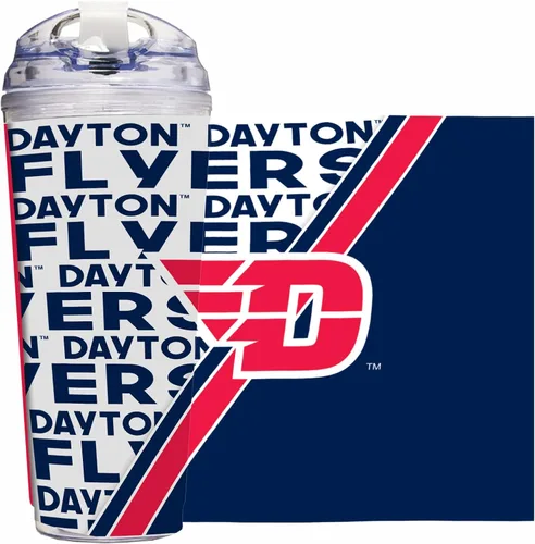 Vista 55 de Rico Industries Taza acrílica NCAA estándar de 24 onzas con tapa con bisagra, taza de doble pared oficialmente licenciada con pajita