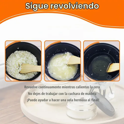 Vista 5 de Olla de cera con boquilla y termómetro para hacer velas, cera no incluida Naranja