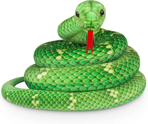 Vista 9 de Hozzi Boa Constrictor gigante de peluche grande de serpiente de peluche realista de 78.7 in / 80 pulgadas, regalos realistas para niños, fiesta