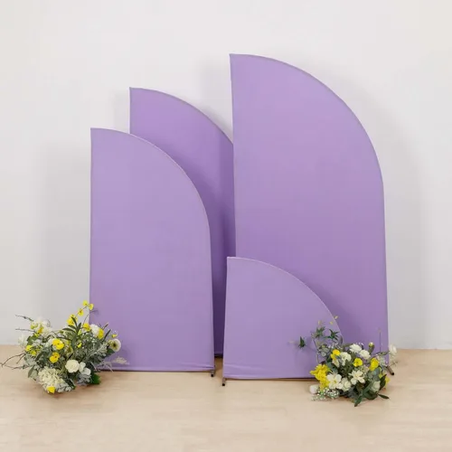 Vista 67 de Efavormart - Juego de 4 fundas de elastano beige para arco de media luna, fundas de telón de fondo Chiara de 2.5 pies a 7 pies para escenarios