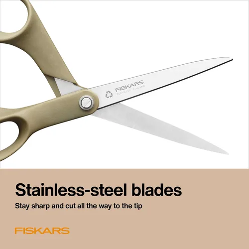 Vista 7 de Fiskars Tijeras de tela reciclada de 8 pulgadas - Tijeras de artesanía sostenibles y afiladas para costura - Corte de tela - Beige