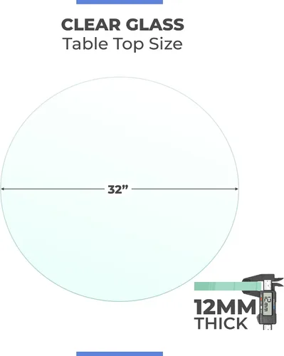 Vista 3 de Mesa redonda de vidrio templado transparente de 32 pulgadas con bordes pulidos planos de 1/2 pulgadas de grosor para comedor, mesa de café u