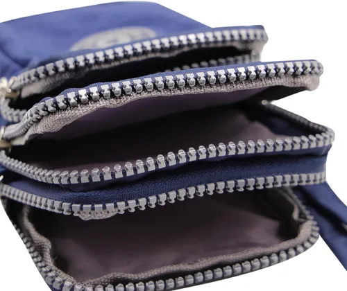 Vista 5 de ZGMYC Bolsa de 3 capas para teléfono celular, bolso de pulsera impermeable deportivo para el hombro, cartera
