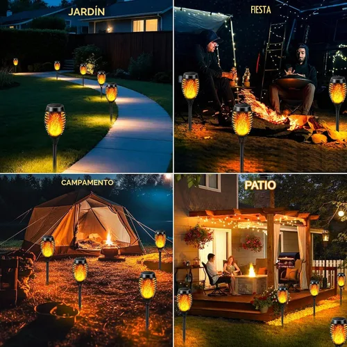 Vista 2 de Paquete de 6 luces solares con llama parpadeante para decoraciones