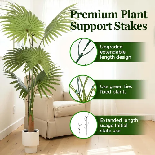 Vista 3 de Paquete de 10 estacas apilables Monstera para plantas, soportes ajustables para plantas pequeñas en macetas de interior, potos, filodendro, hiedra