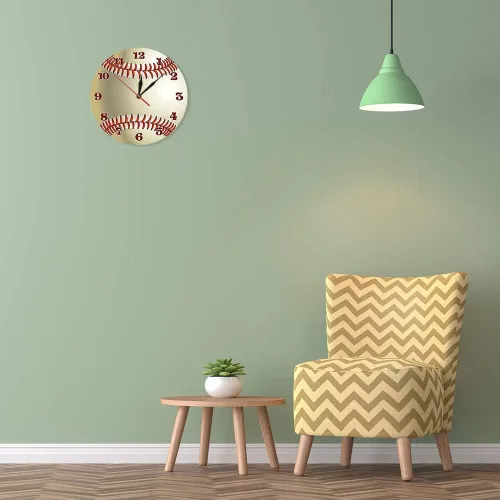 Vista 5 de The Geeky Days Reloj de pared con diseño de béisbol, decoración de pared para sala de deportes, personaliza tu nombre, reloj de cuarzo silencioso