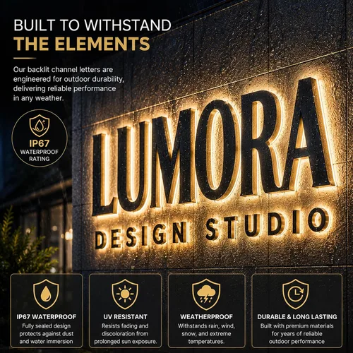 Vista 2 de Custom Business Logo Sign, LED Backlit Channel Letters for Wall Letrero de negocios personalizado