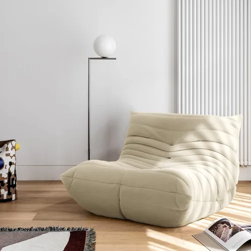 Vista 5 de Puf Togo sin comprimir de alta gama para adultos, sofá de espuma viscoelástica con tela suave, cómodo sillón de sala junto a la chimenea para sala