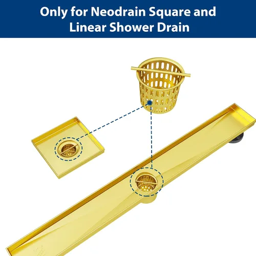 Vista 3 de Neodrain Colador dorado, colador de acero inoxidable para cabello y desechos, solo apto para drenaje de ducha Neodrain