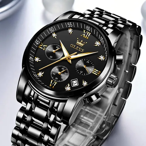 Vista 3 de OLEVS Relojes para hombre reloj de lujo de cuarzo luminoso resistente al agua cronógrafo para hombre