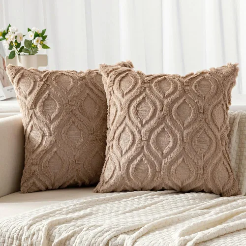 Vista 18 de MIULEE - Juego de 2 fundas de almohada de lana sintética suave y afelpada, fundas decorativas de estilo bohemio para sofá, sala de estar, cama, 16 x