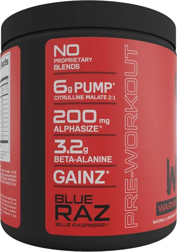 Vista 3 de Bucked Up - Woke - HIGH STIM Pre Entreno - Mejor Sabor - Enfoque Nootrópico, Bombeo, Fuerza, 30 Porciones (Frambuesa Azul)