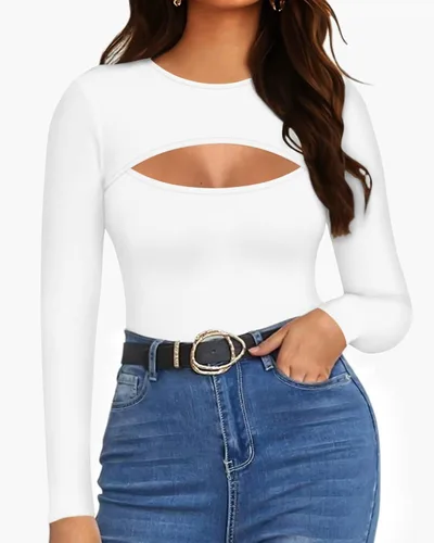 Vista 2 de MANGOPOP Body de manga larga sin mangas para mujer con corte frontal
