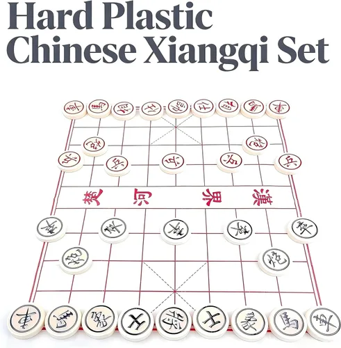 Vista 5 de MAGIKON Ajedrez chino, Xiangqi de plástico duro con caja de plástico, diámetro de 1-1/5 pulgadas