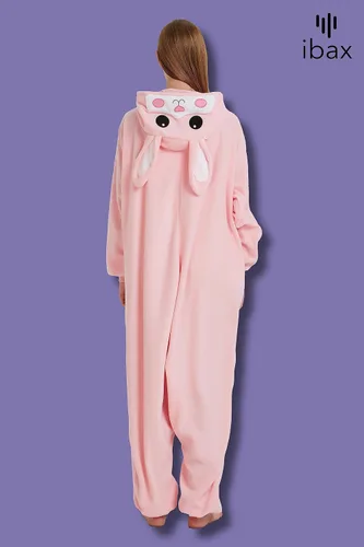 Vista 2 de IBAX Pijama de forro polar para adultos. Disfraz de mameluco para adultos. Mameluco de animal para adultos. Mameluco de Halloween para adultos.